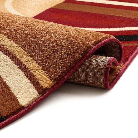 Deco Rings Red Geometric Modern Casual Rug 2x7 - Picture 3 of 6